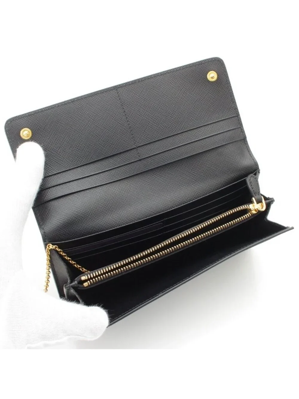 Prada Saffiano Shine Logo Wallet Black